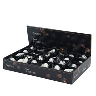 Load image into Gallery viewer, Dennenappel op draad glas 2col assdia3cm x h.6cm | 24 stuks
