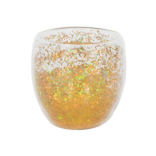 No brand glas confetti dubbelwandig goud ø9x8,6cm 250ml