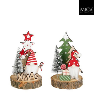 Decoratie kerstman rood groen 2 assorti fsc 100% h14xd1cm | 4 stuks