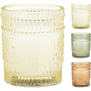 Kaars in glas 5x6cm 3ass | 12 stuks