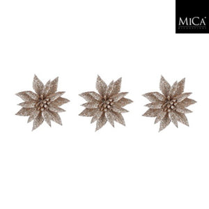 Edelman clip poinsettia champagne 3 stuks - h3xd10cm | 4 stuks