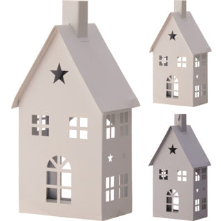 Huis theelichthouder 18cm 2ass | 6 stuks