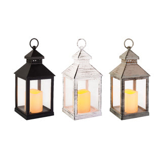 Load image into Gallery viewer, Kaemingk led lantaarn plastic square fire flame effect bo binnen 3col assl.11cm x w.11cm x h.22.5cm | 2 stuks
