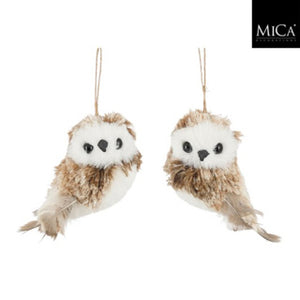 Ornament uil bruin 2 assorti - l7xb6xh10cm