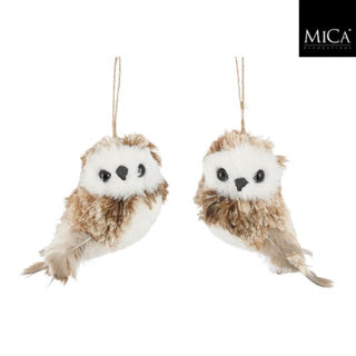 Ornament uil bruin 2 assorti - l7xb6xh10cm