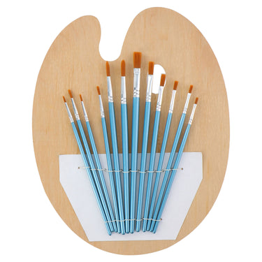 Creative kids verf penselen met houten schilderspalet, 13dlg.