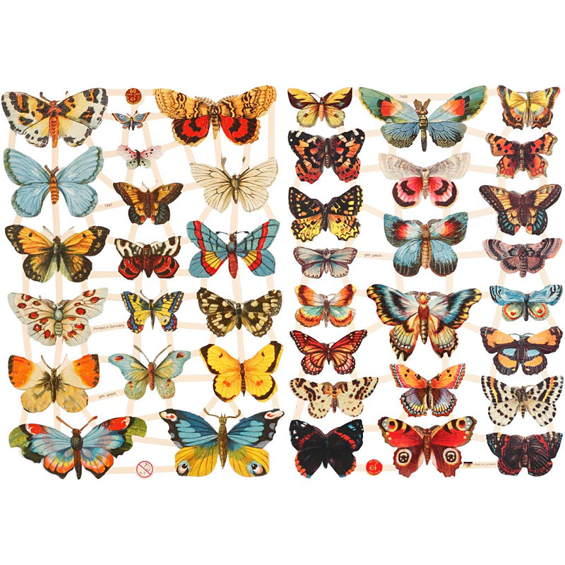 Load image into Gallery viewer, Creativ company vintage plaatjes, vlinders, vel 16,5x23,5 cm, 2 vel 1 doos
