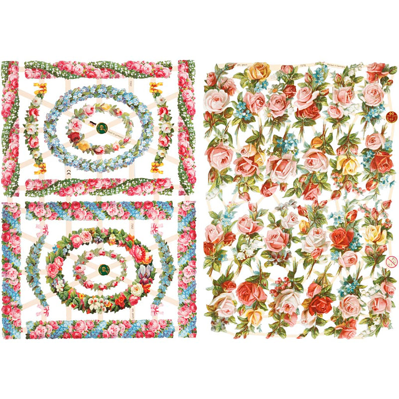 Load image into Gallery viewer, Https: www.cchobby.nl vintage-plaatjes-kleine-bloemen-vel-16-5x23-5-cm-2-vel-1-doos
