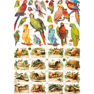 Vintage plaatjes, vogels, vel 16,5x23,5 cm, 2 vel 1 doos