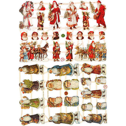 Vintage plaatjes, kerstman, vel 16,5x23,5 cm, 2 vel 1 doos