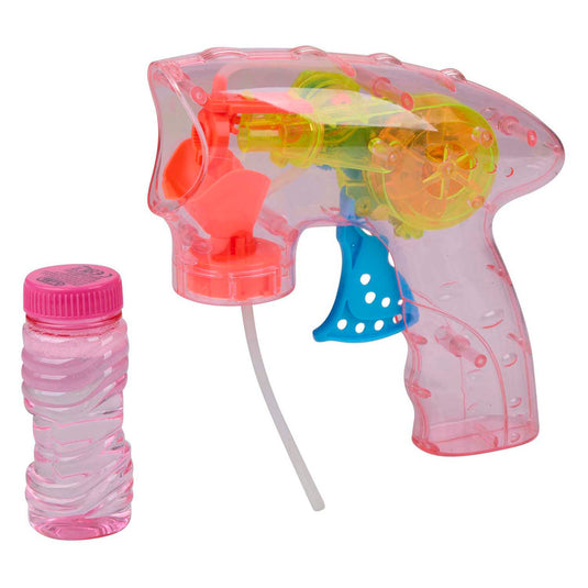 Eddy toys bellenpistool met licht - bubble gun with light 2 stuks - bellenpistool 60 ml inclusief bellenblaasvloeistof - automatisch bellenpistool op batterijen - diverse kleuren - 1 willekeurige kleur