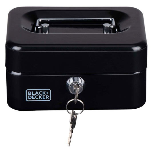 Black+decker geldkistje zwart met sleutel, 6 vakken