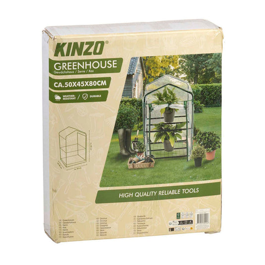 Kinzo broeikas kweekkas 45 x 50 x 80 cm - tuinkas met 2 verdiepingen - compacte broeikast voor planten en kweekbak - weerbestendig en transparant