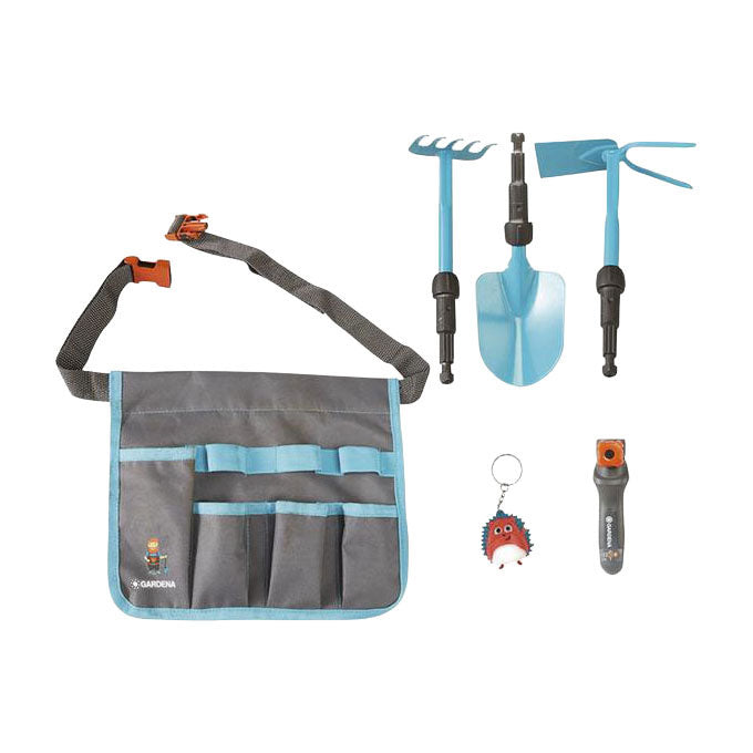Afbeelding laden in galerijviewer, Gardena tuingereedschapset voor kinderen met tas – kindertuingereedschap set met schep hark en schoffel – buitenspeelgoed
