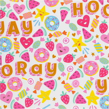 Creativ company inpakpapier, snoep, fruit en donuts, b: 50 cm, 80 gr, 5 m 1 rol