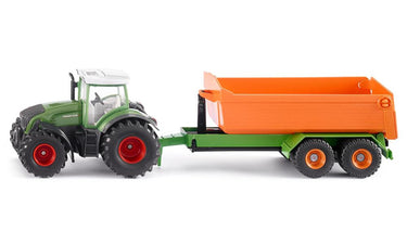 Siku fendt met haaklifttrailer en bak 9,7x34x6,5cm