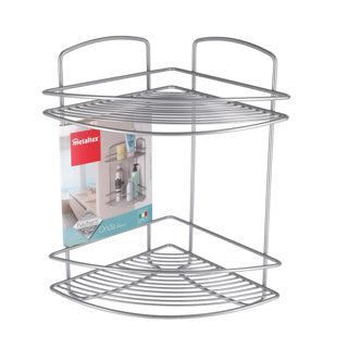 Load image into Gallery viewer, Metaltex onda badkamer-hoekrek 2 etages 22x22x35 cm zilver
