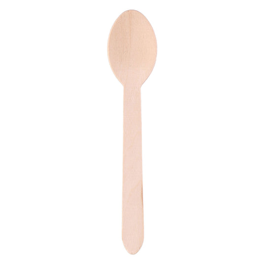 Wegwerp lepel hout 16cm, 50st.