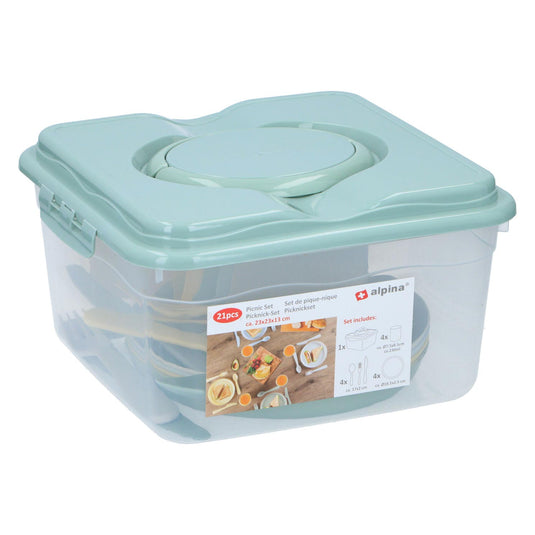 Alpina picknickset in opbergbox, 21dlg.