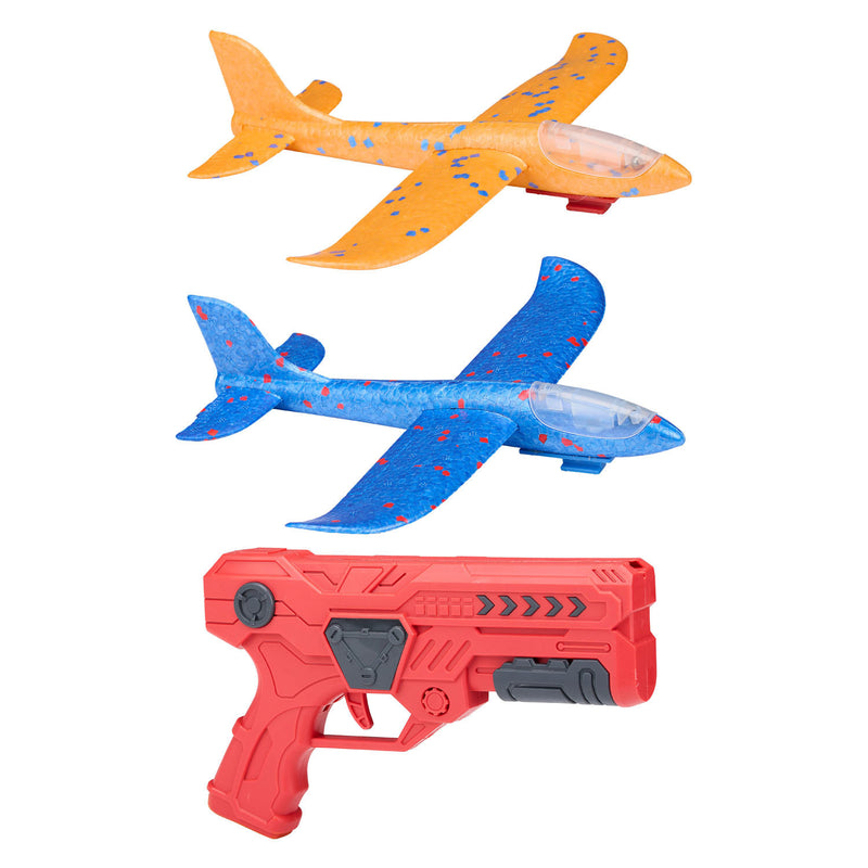 Afbeelding laden in galerijviewer, Eddy toys glider gun 2-in-1 - pistool met zweefvliegtuig - launcher speelgoed met glider vliegtuig - speelgoed vliegtuig met lanceerpistool - 1 willekeurige kleur
