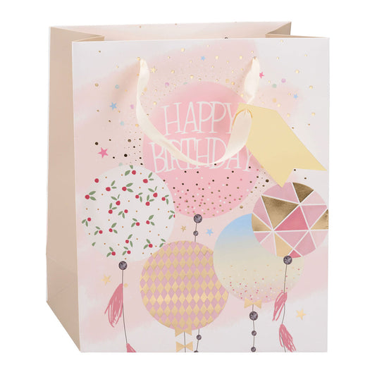Edco verjaardag cadeautas - ca. 32x26x12 cm - cadeautas happy birthday - geschenk tas verjaardag met handvatten - cadeauverpakking voor verjaardag cadeaus - assorti design - 1 willekeurige tas