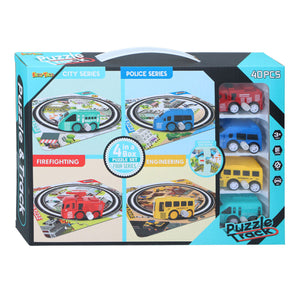 Spoorpuzzelset met voertuig, 40dlg.
