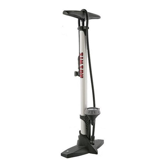 fietspomp met manometer staal 61 cm wit (020601)