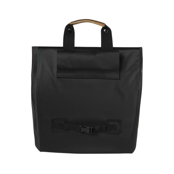 Load image into Gallery viewer, Basil Urban Dry Shopper - waterdichte fietsshopper, vegan leather details, verstelbare sluiting, reflectie, mat zwart
