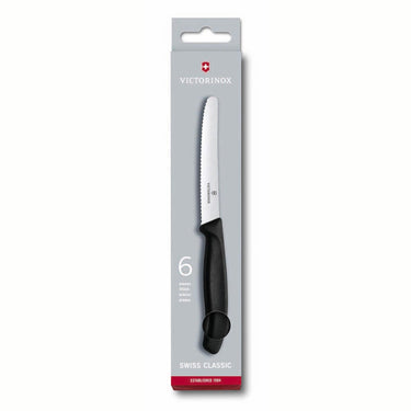 Victorinox tafelmes 6 stuks zwart krom heft