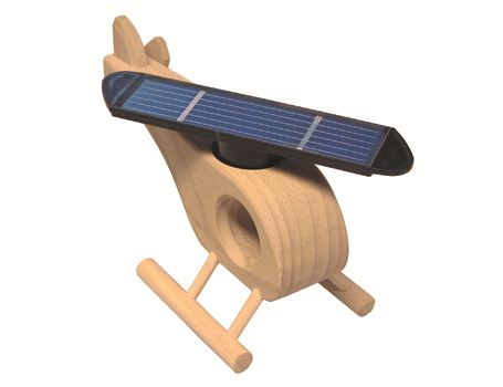 Solexpert houten helikopter met zonnepaneel - naturel