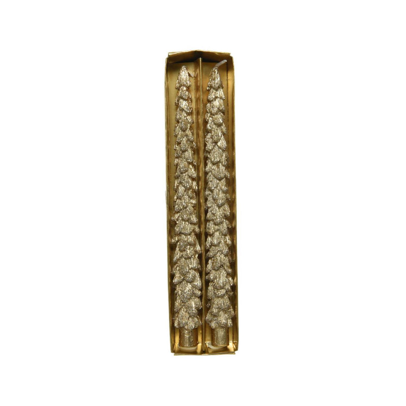 Laden Sie das Bild in Galerie -Viewer, Decoris dinerkaars kerstboom set van 2 stuks goud ã˜2,1xh25cm
