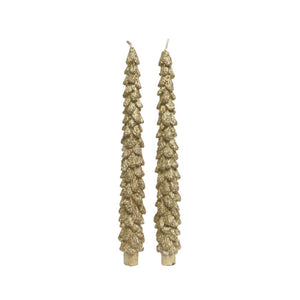 Decoris dinerkaars kerstboom set van 2 stuks goud ø2,1xh25cm