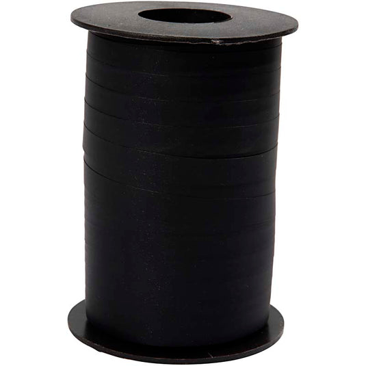 Cadeaulint, b: 10 mm, matt, zwart, 250 m 1 rol
