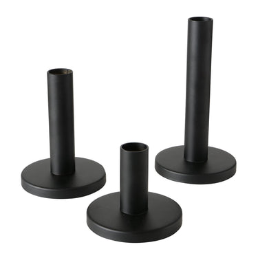 Boltze home kaarsenstandaardset malko 3-delig metaal rond ã˜9xh16cm zwart