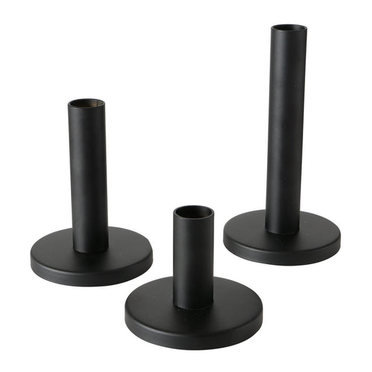 Boltze home kaarsenstandaardset malko 3-delig metaal rond ø9xh16cm zwart