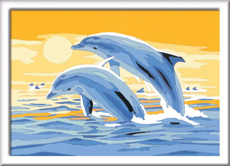 Load image into Gallery viewer, Ravensburger creart schilderen op nummer - vrolijke dolfijnen
