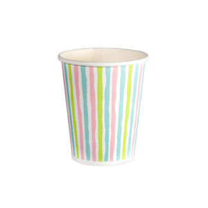 Duni papieren bekers stripes multi 24cl pak a 10 stuks