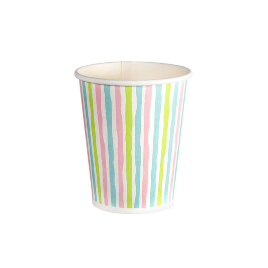 Duni papieren bekers stripes multi 24cl pak a 10 stuks