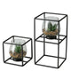 Boltze home kunstplant in glazen pot en zwarte metalen standaard sabia 2-delige set 11x11 13x24cm