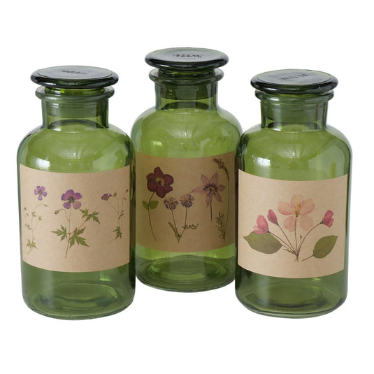 Boltze home apothekersfles drya ø10xh22cm groen