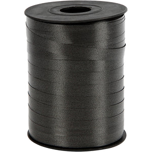 Cadeaulint, b: 10 mm, glossy, zwart, 250 m 1 rol