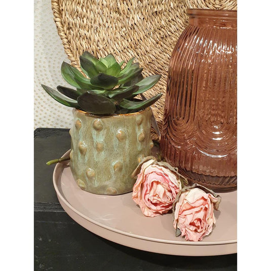 Hbx natural living bloempot bozzola ã˜11,5xh11cm olijfgroen
