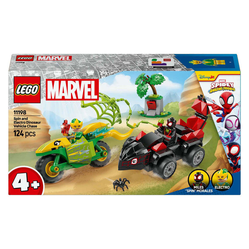 Load image into Gallery viewer, Lego spidey 11198 spin en electro achtervolging met dinosaurusvoertuigen
