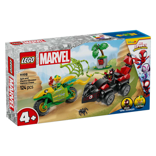 Lego spidey 11198 spin en electro achtervolging met dinosaurusvoertuigen