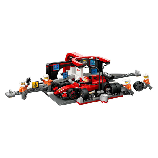 Lego city f1 pitstop en pitcrew met ferrari auto - 60443