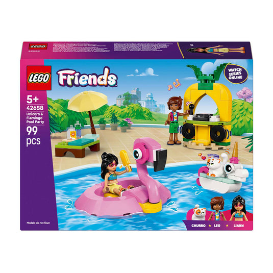 Lego friends - zwembadfeestje met flamingo en eenhoorn constructiespeelgoed (42658)