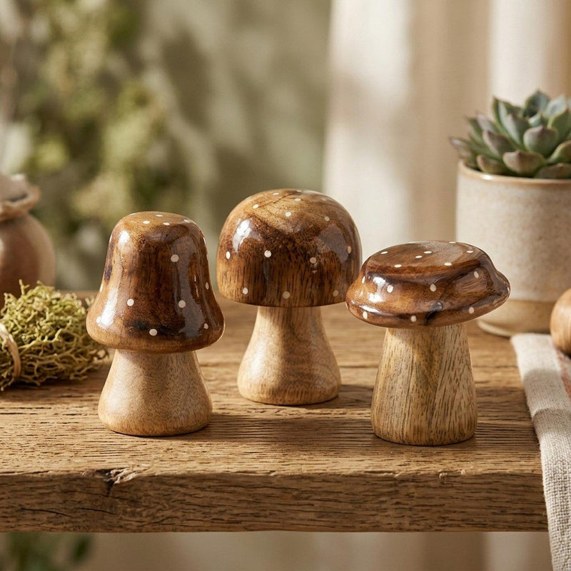 Load image into Gallery viewer, Boltze home paddenstoel hout bruin met glanzende top
