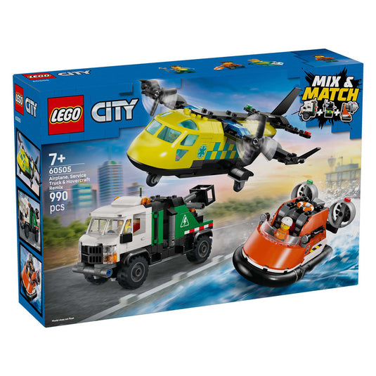 Lego city 60505 vliegtuig, servicewagen en hovercraft remix