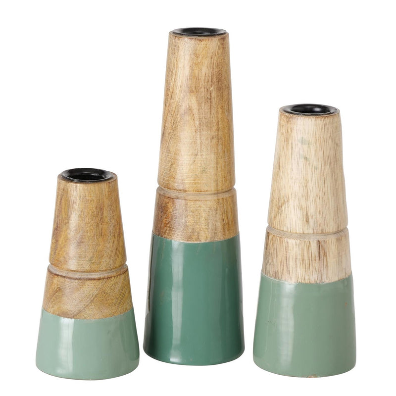 Load image into Gallery viewer, Boltze home kandelaar hotou 3-delig mangohout groen
