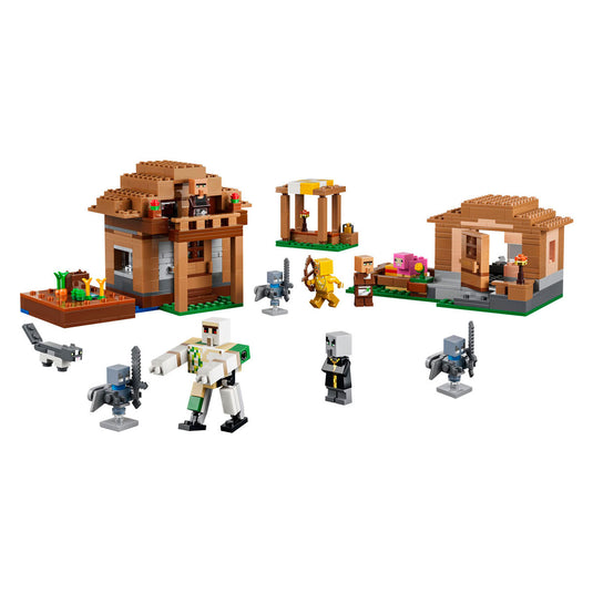 Lego minecraft oproeper dorpsaanval speelgoed voor kinderen met 11 figuren uit de videogame 21596